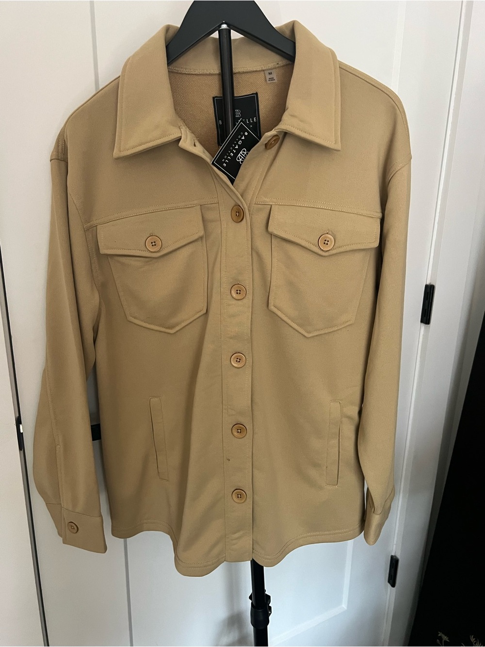 Bagatelle Neutral Tan Button-Front Utility Jacket